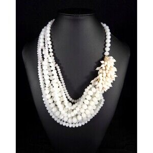 India Hicks Beaded White Necklace Womens Gold Tone Retired Jewelry